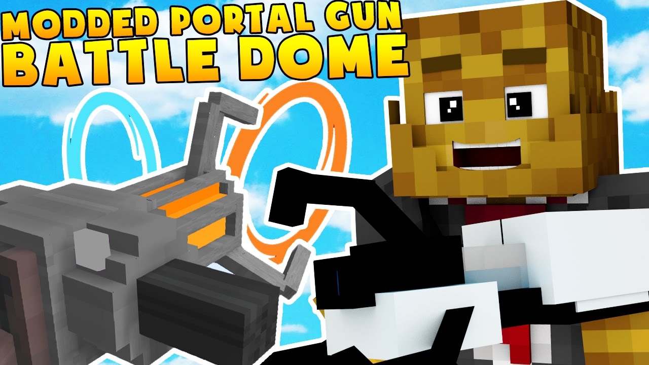Minecraft PORTAL GUNS AND GRAVITY GUNS MODDED BATTLEDOME CHALLENGE - Minecraft Mod (Part 2)