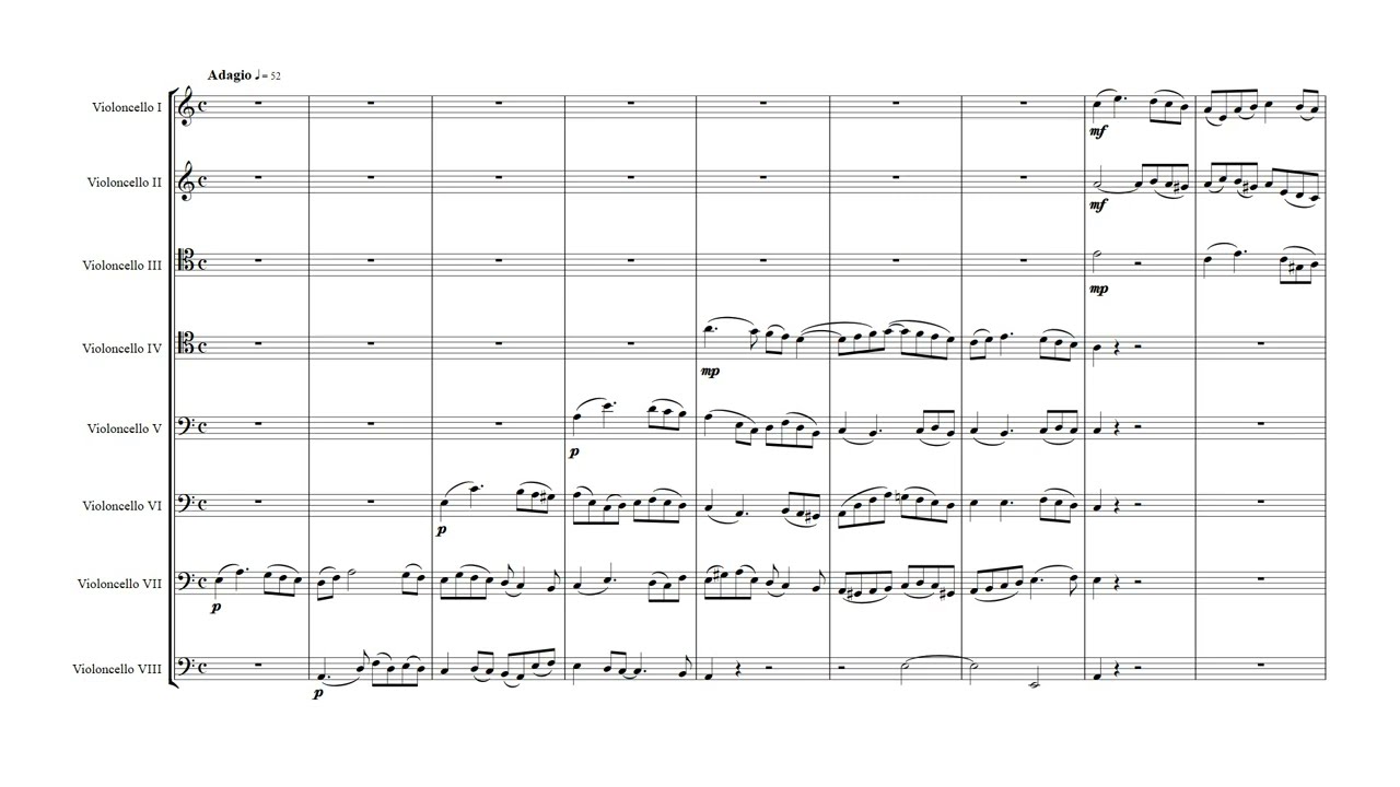 Adagio em Lá menor para oito violoncelos