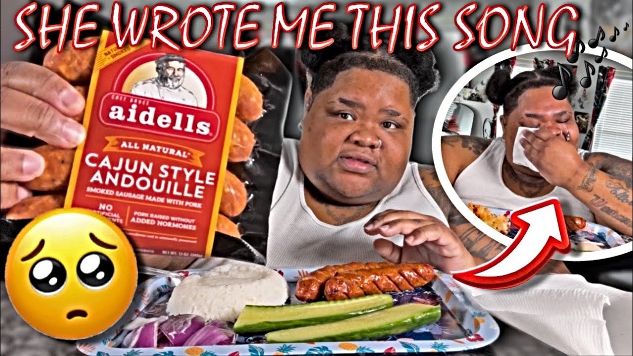 MY BM @Rastaswisher30 WROTE ME A SONG | SAUSAGE RICE CUCUMBER & ONION MUKBANG 🥹🎶🤞🏾❤️