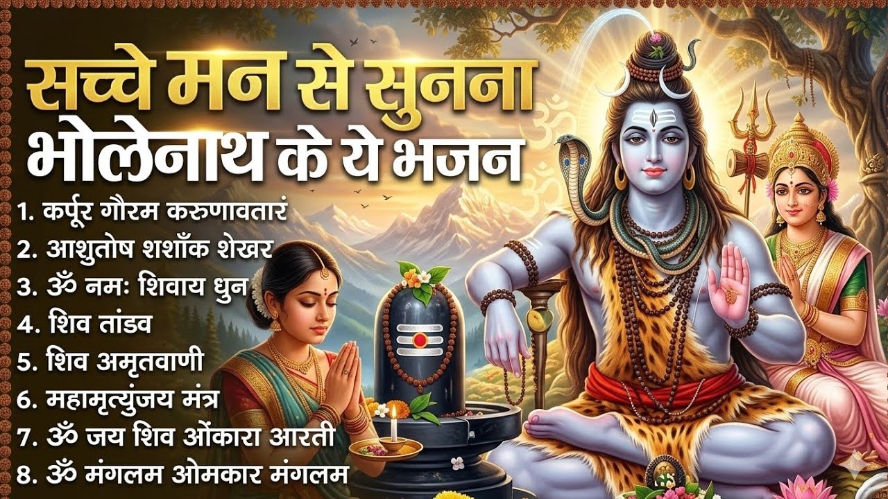 सोमवार स्पेशल भजन   कर्पूर गौरम करुणावतारं, ॐ नमः शिवाय, शिव प्रार्थना, शिव अमृतवाणी, चालीसा व आरती