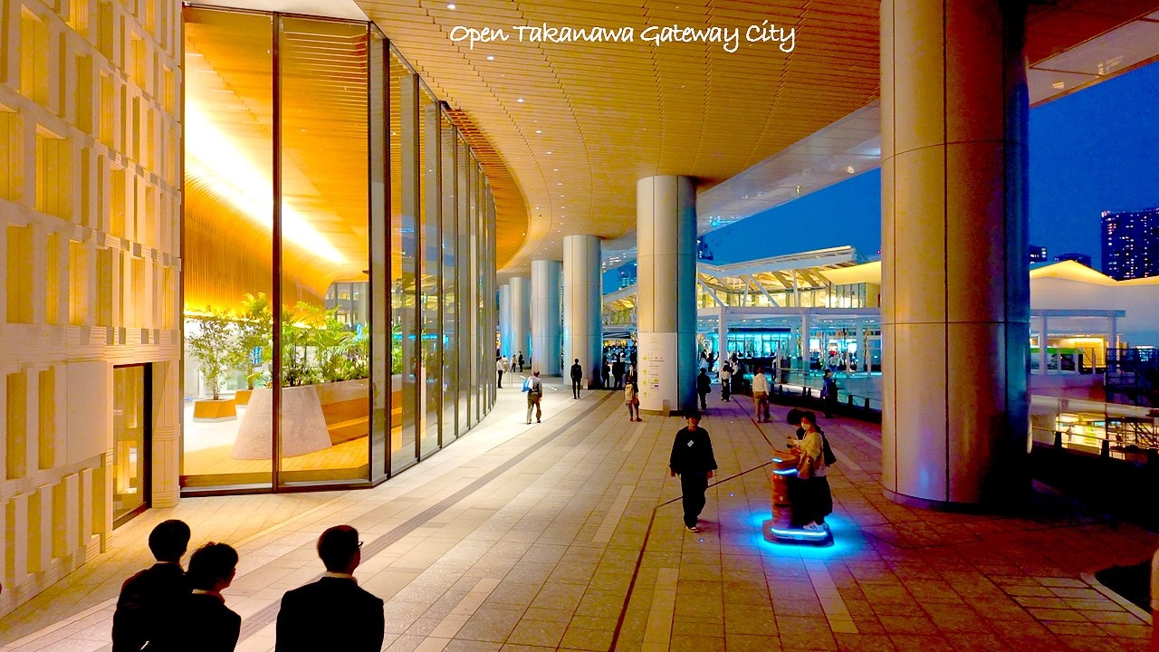 4K60 [Open Takanawa Gateway City] Ночная прогулка от станции 2025 Токио Япония
