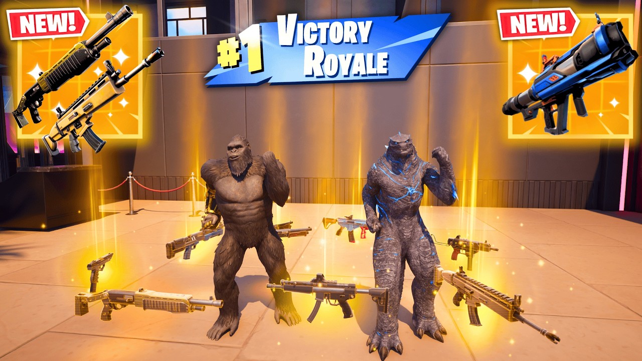 *GOLDZILLA x KONG* ALL MYTHIC AND EXOTIC GUNS IN FORTNITE (NEW! Fortnite Chapter 7 Season 1)