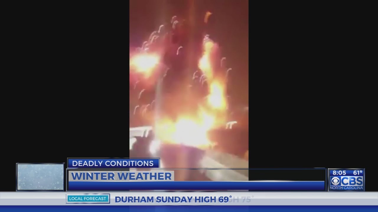 Caught on video: Gas tanker slides off I-95 and explodes