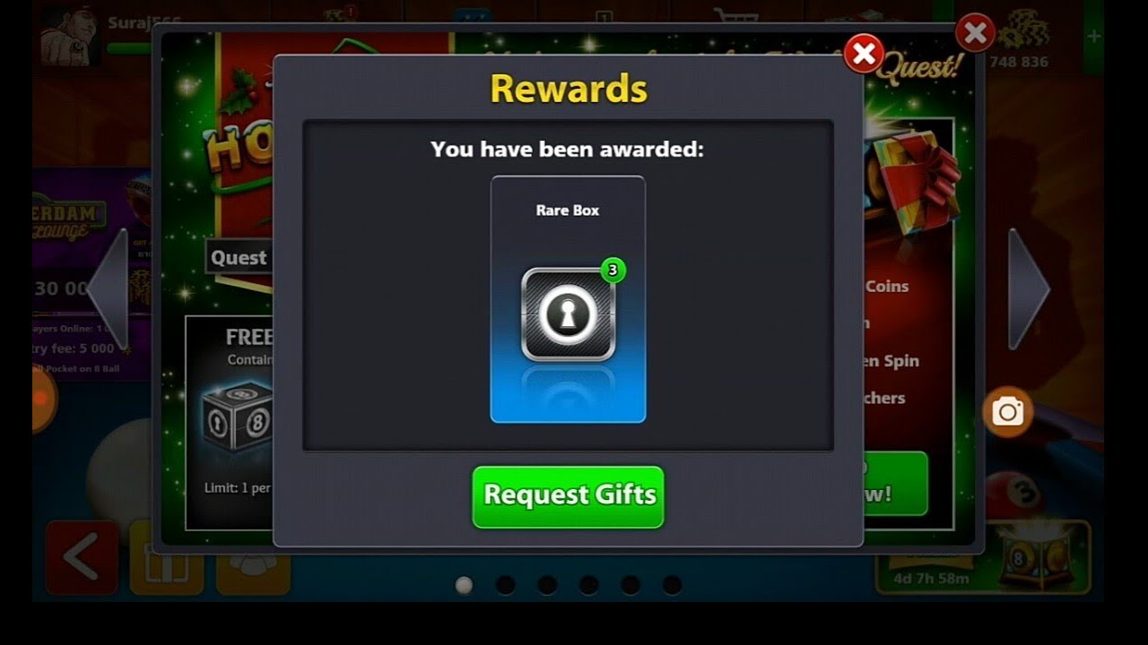 8 ball pool reward's free Rare boxes