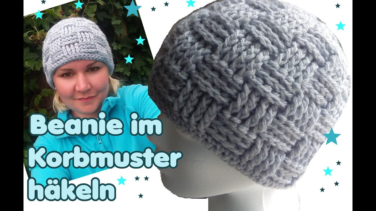 Mütze im Korbmuster häkeln - Beanie Basket Weave