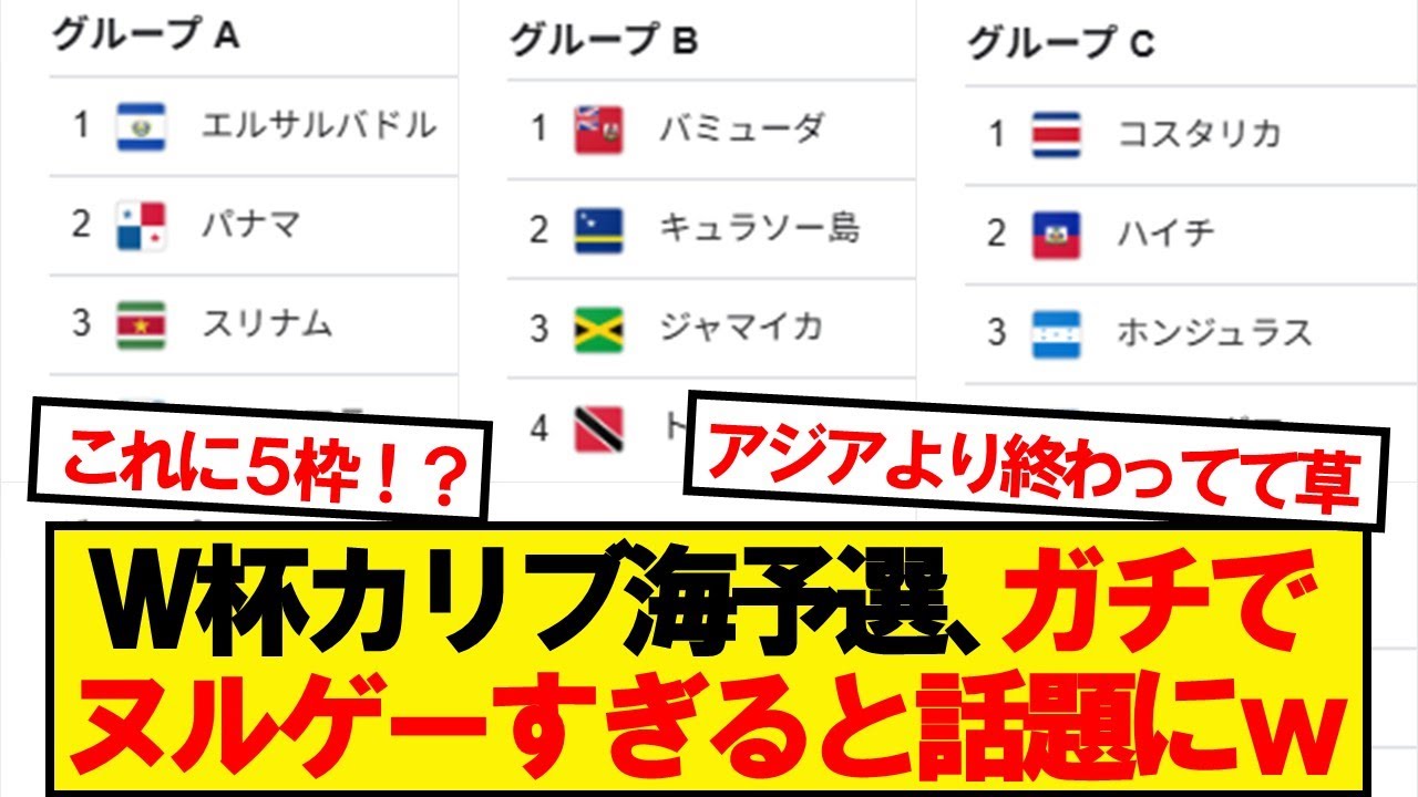 【悲報】北中米カリブ海予選、ガチでヌルゲーすぎると話題にwwwww