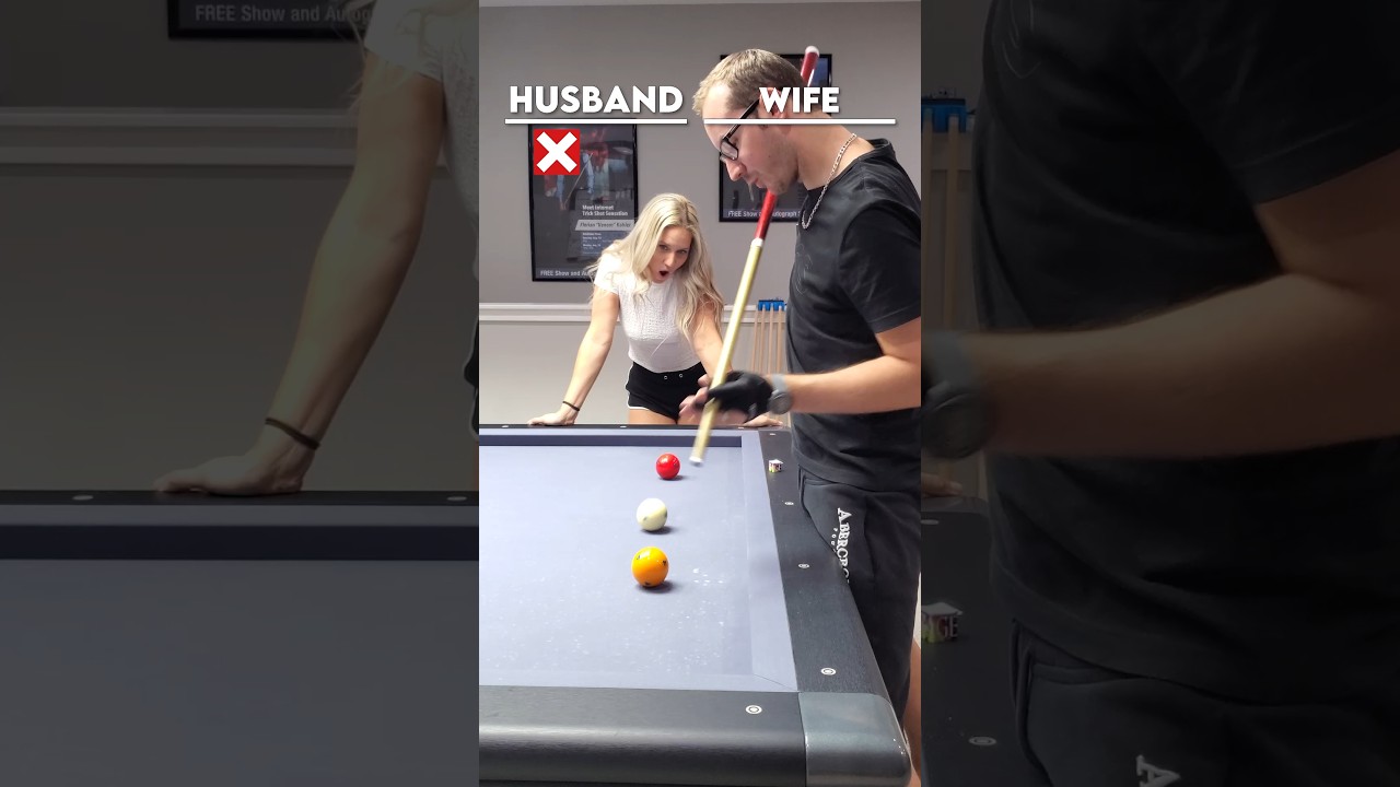 WIFE VS HUSBAND - 3-Cushion Edition 🤯❌✅⚪🟡🔴#8ballpool #spin