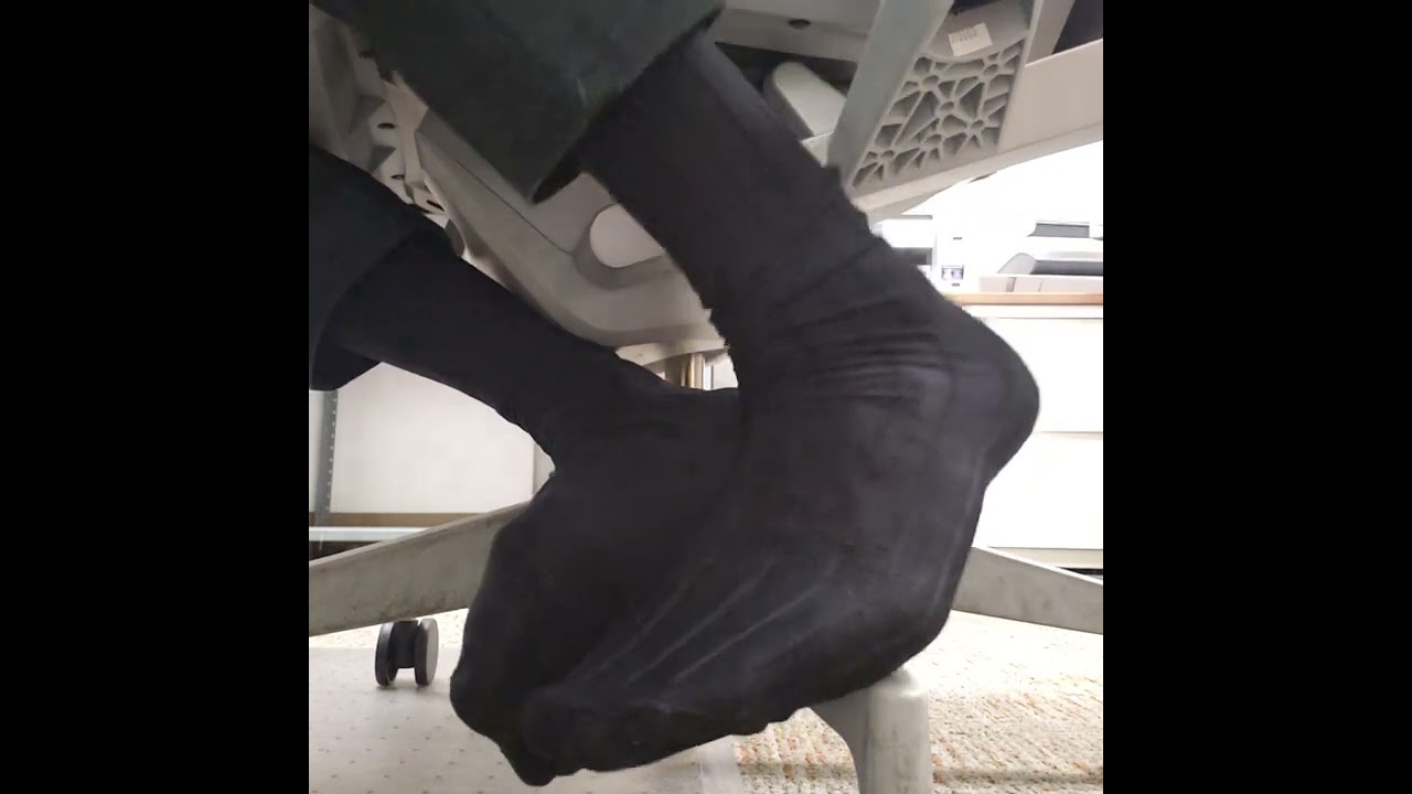 My At The Office Under The Chair Sweaty Stinky Black Nylon Sock Tease
