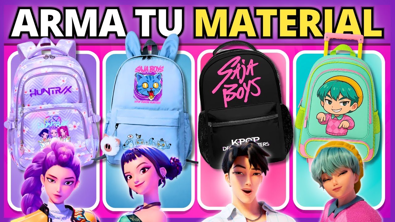 🎒📚 MONTA TU MATERIAL ESCOLAR | GUERRERAS DEL KPOP 🎵💽| Juego de las elecciones | #trivia #booquiz
