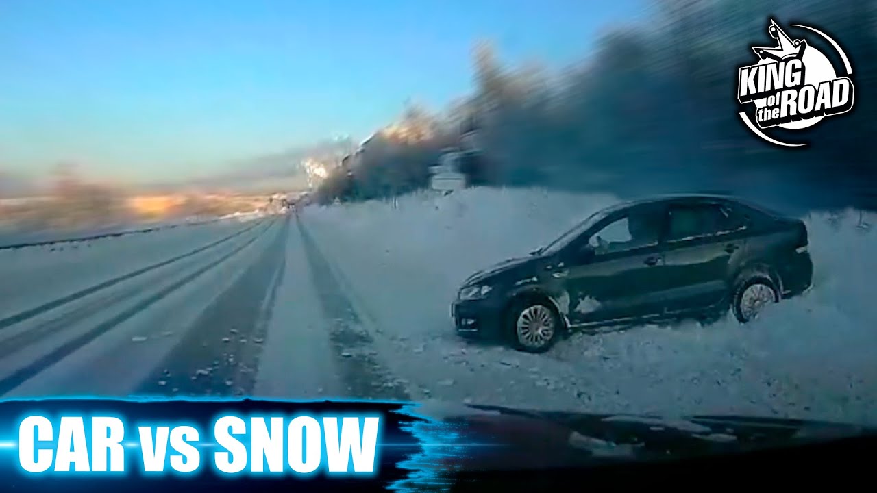Car ice Sliding crash & spin outs. Black ice and Icy road. Winter weather.