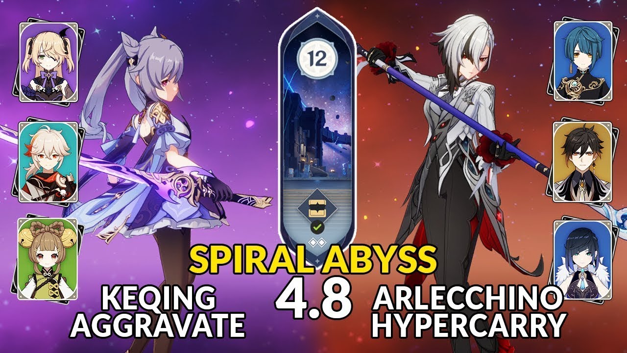 New 4.8 Spiral Abyss│Keqing Aggravate & Arlecchino Hypercarry | Floor 12 - 9 Stars | Genshin Impact