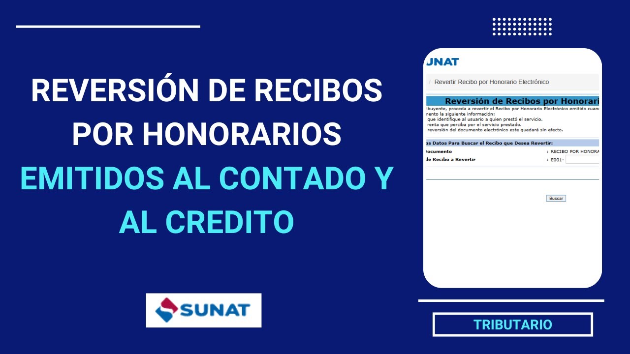 Como revertir recibos por honorarios electrónicos | SUNAT