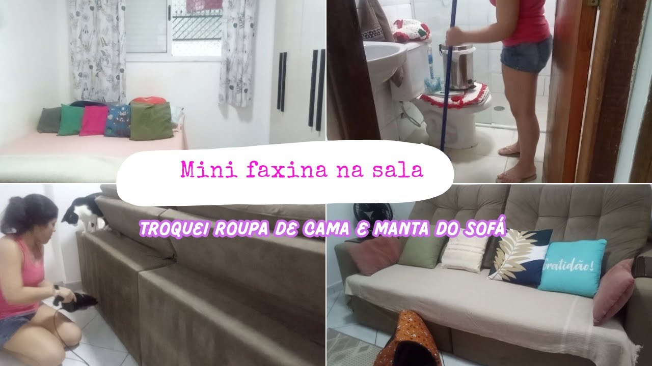 Vlog: Rotina + troquei roupa de cama + manta do sofá + mini faxina na sala