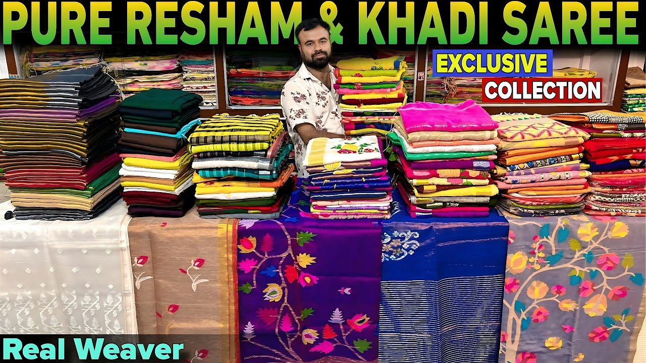 Pure Resham Muslin, Pure Matka Linen , Bengal Khadi Cotton, Kantha Stitich, Hand Painting Saree