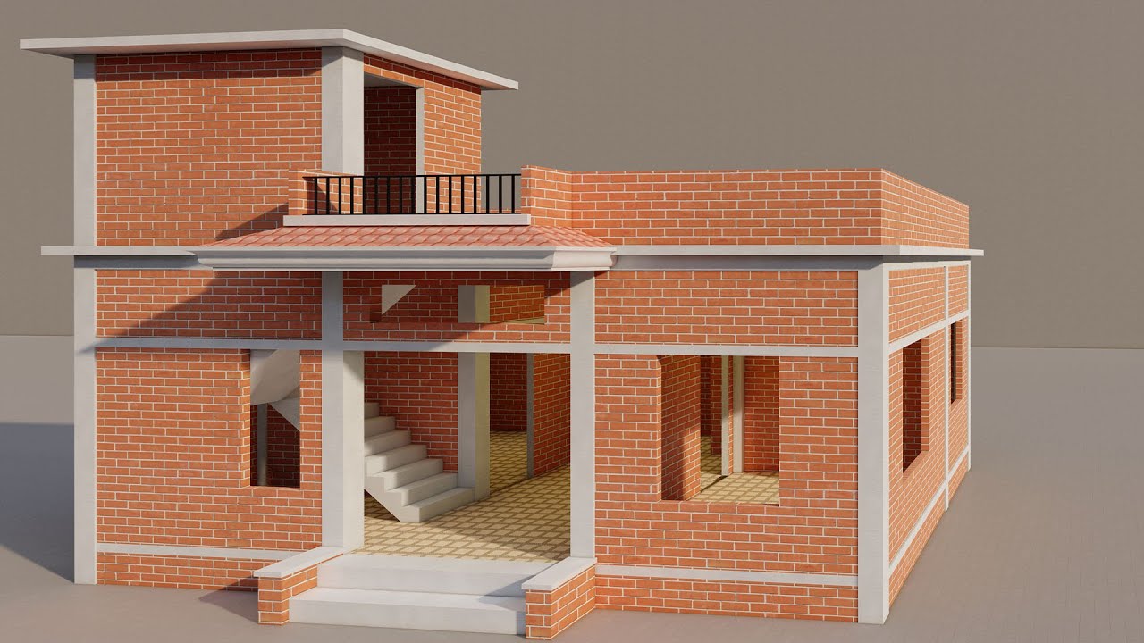 Small 3 Bedroom Village plan,गांव में शानदार घर का नक्शा,पिलर के साथ मकान का डिज़ाइन