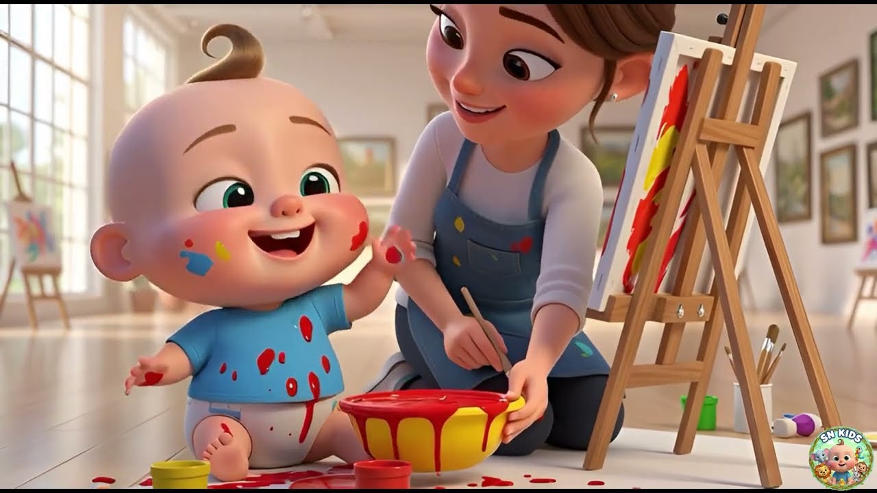 Baby Paints with Colors 🎨 | Learn Colors & Creativity | Fun 3D Baby Art Song
