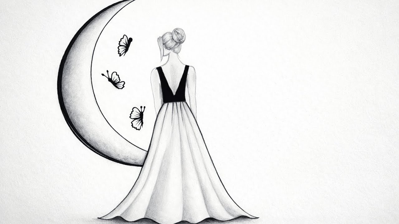 Beautiful Moon Girl Drawing | Pencil Sketch Art | Easy Step by Step Drawing