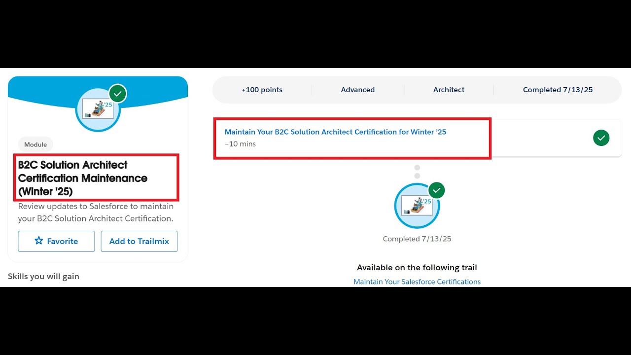 B2C Solution Architect Certification Maintenance (Winter '25) | Salesforce Trailhead