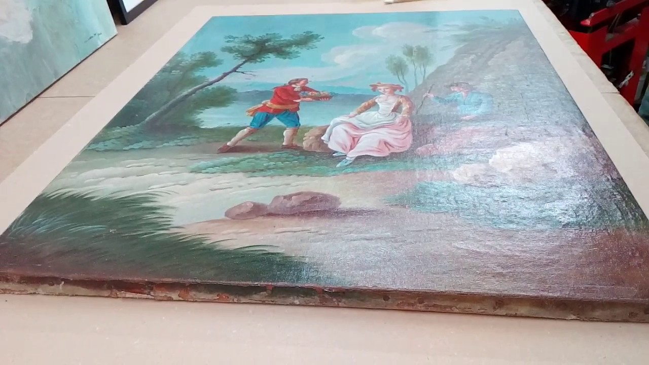Nettoyage d'une toile à l'huile - deuxième étapes