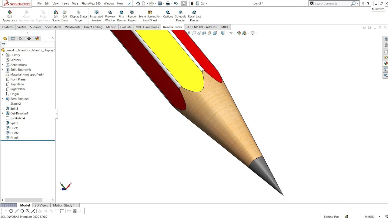 Pencil Designed In Solidworks 😍