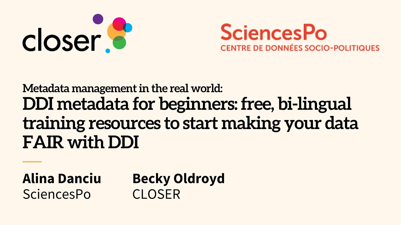 DDI metadata for beginners | Training resources to make your data FAIR with DDI