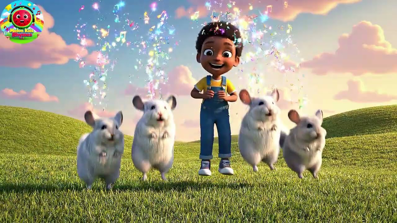 Vijf kleine chinchilla's huppelen huppelen | Schattig Dierenliedje & Leren Tellen