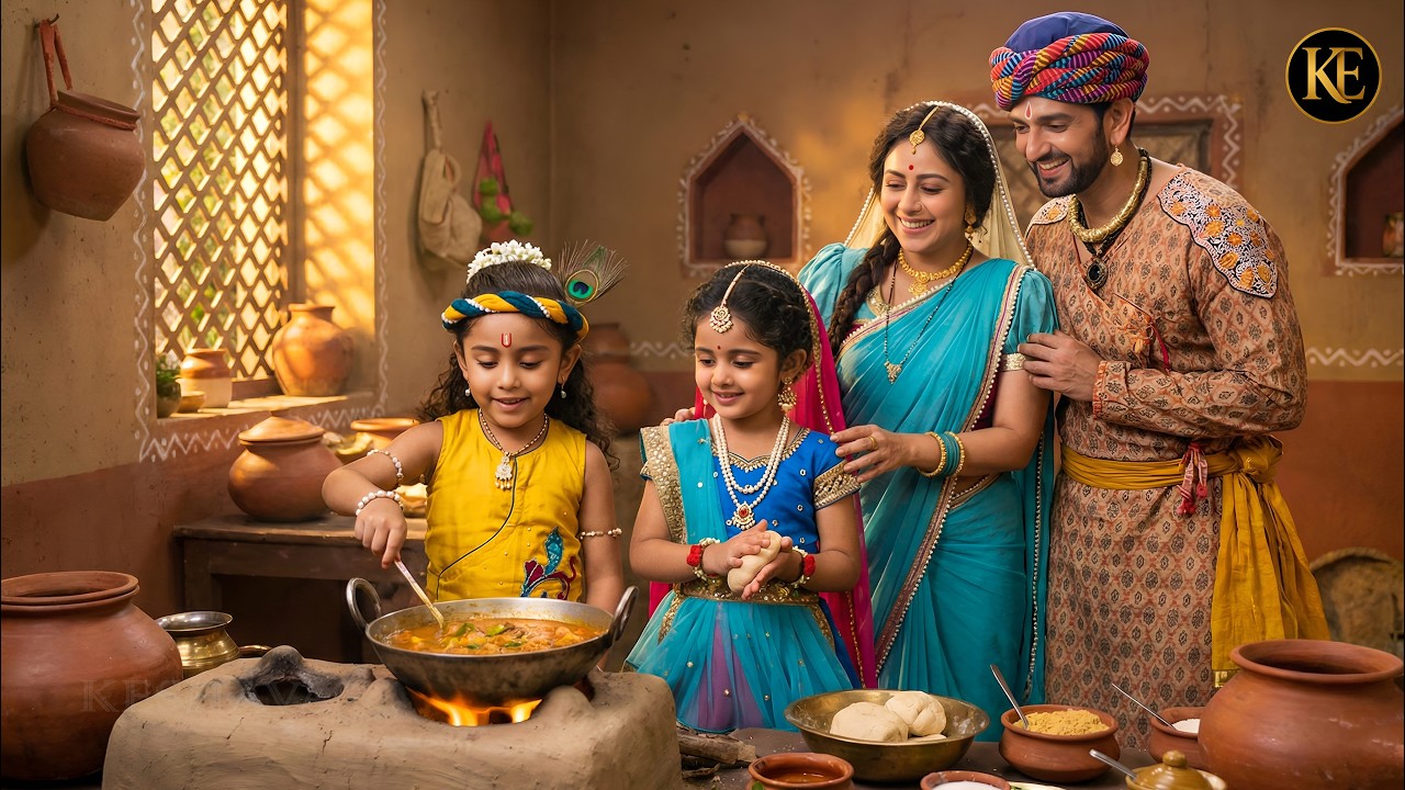 कान्हा और राधा ने मिलकर मैया के लिए बनाया प्यार भरा भोजन || मैया यशोदा का नंदलाला ||  YMKN
