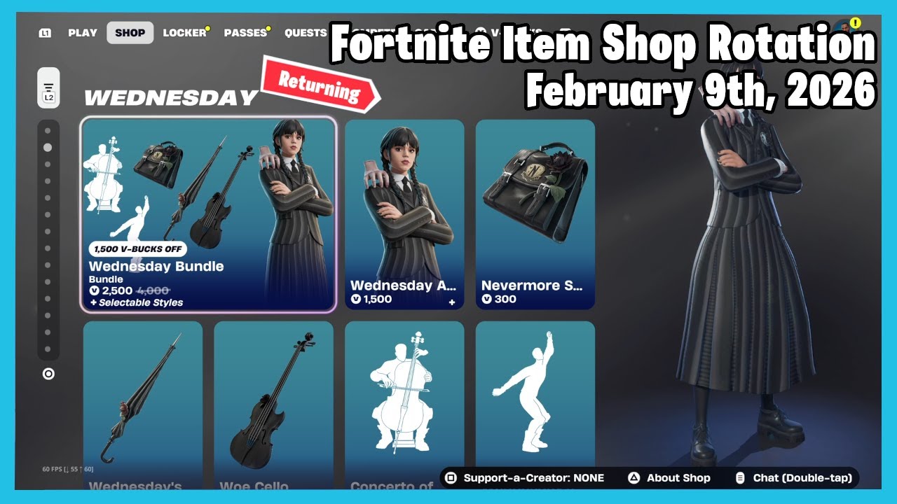 Wednesday Returns | Fortnite Item Shop Rotation Today - February 9th, 2026