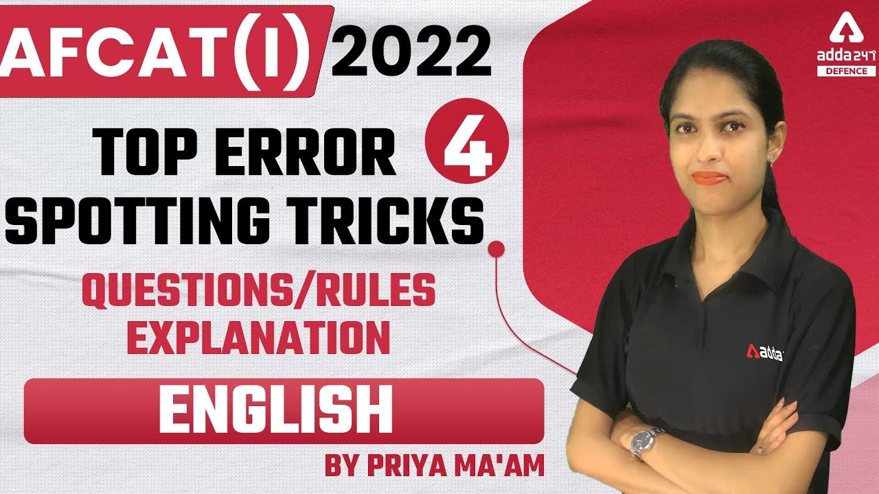 AFCAT 1 2022 |  English  | Top Error spotting Tricks Questions | Rules | Explanation #4