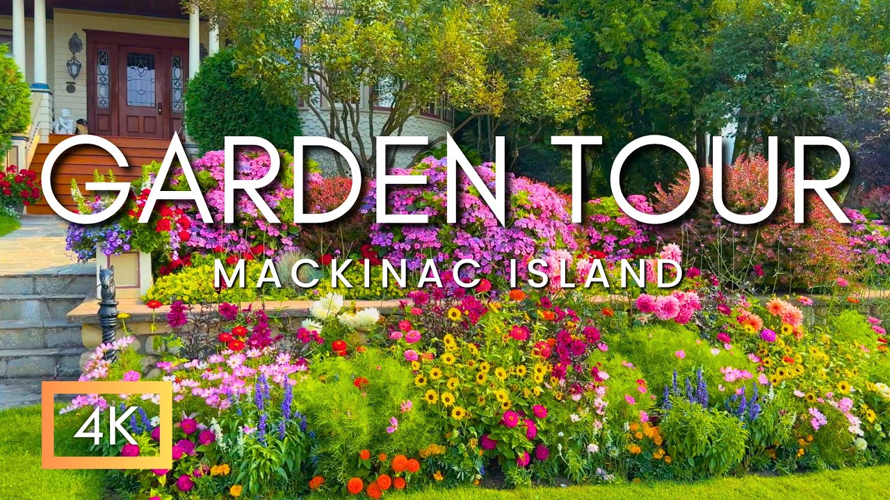 The Most Beautiful Home & Cottage Garden Tour | Mackinac Island Walking Tour | Peaceful Music