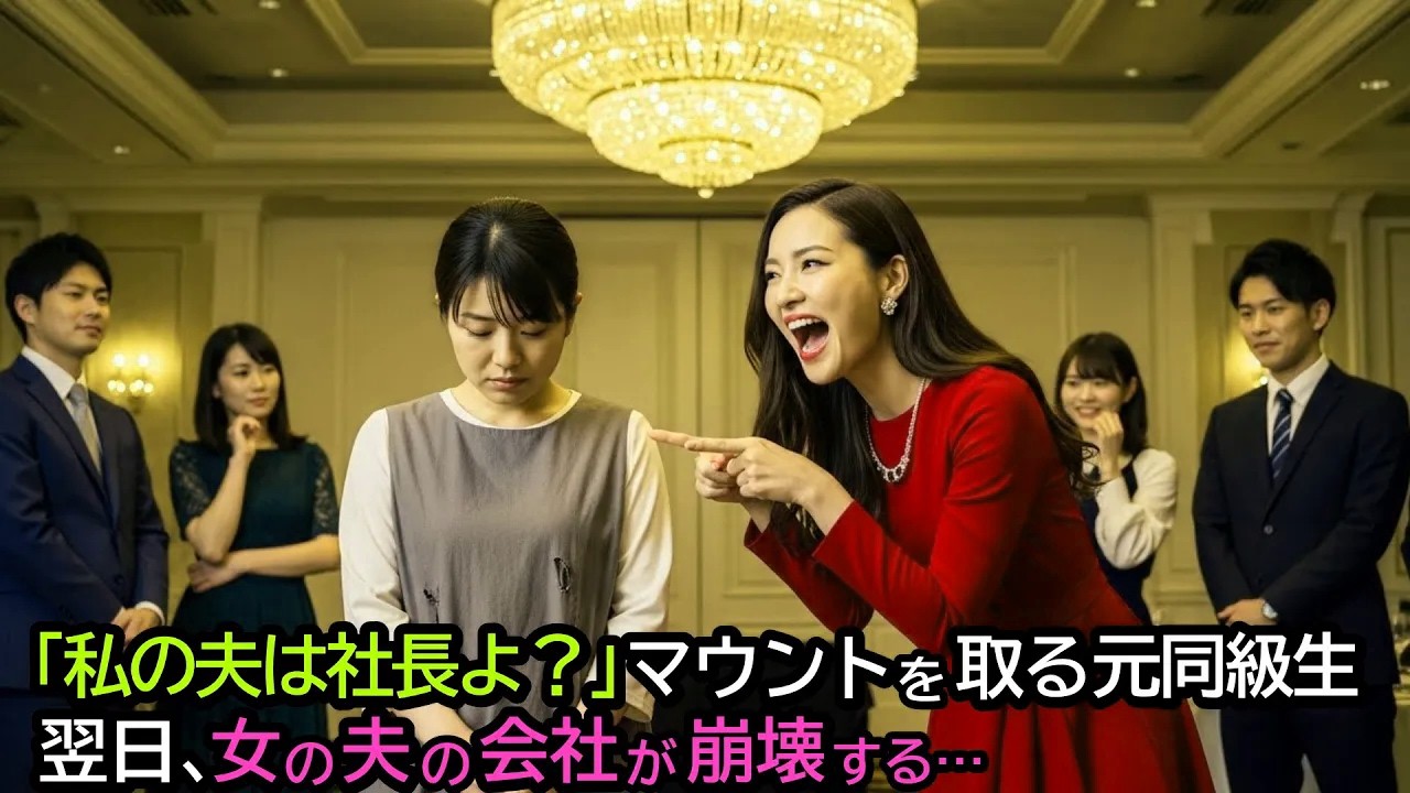 「私の夫は社長よ？」マウントをとる元同級生。翌日、マウント女の夫の会社が崩壊する…！