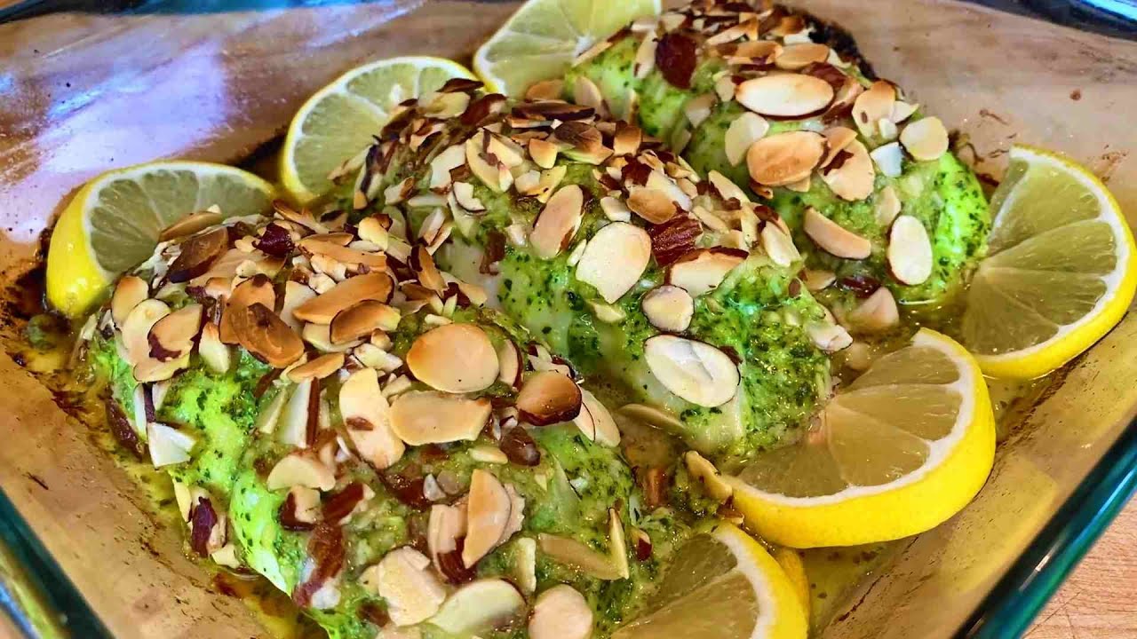 Basil Aioli Fish Sole with Almond Crunch
