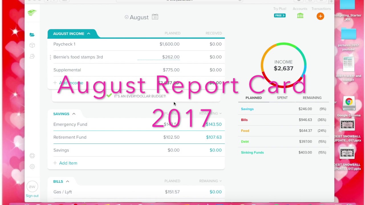 August Report Card 2017: Dave Ramsey Inspired