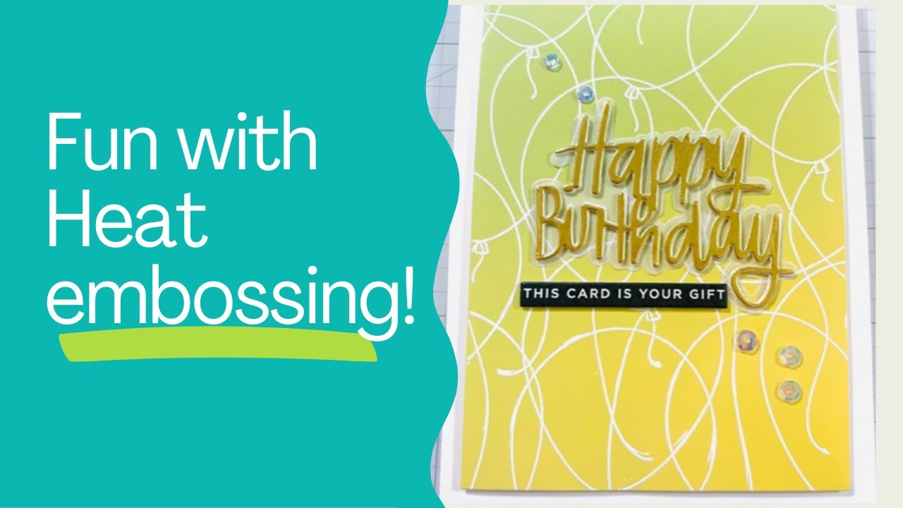 FUN with Heat embossing and a big red rubber cling background balloon stamp!