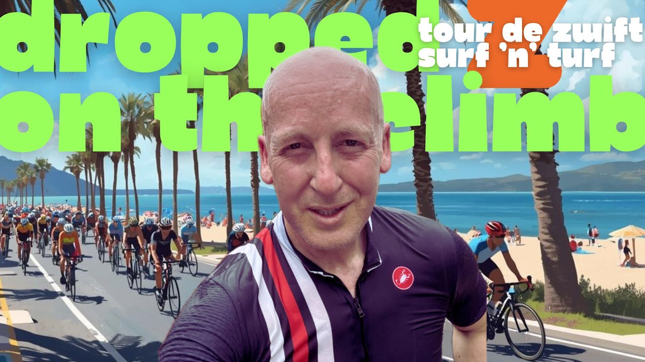 TOUR DE ZWIFT: Dropped on the final climb! Zwift Racing Turf n Surf Stage 1. ZRS 310-510