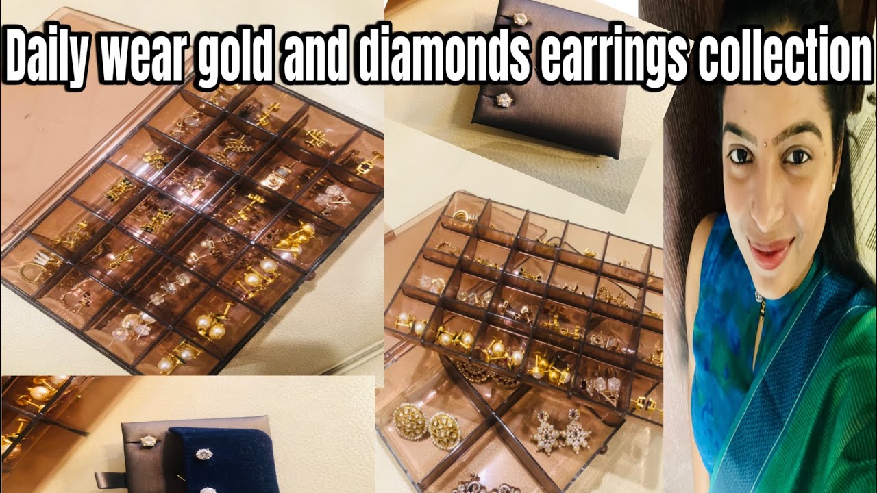 Daily wear gold and diamonds earrings collection || Organising and styling tips 💎💎