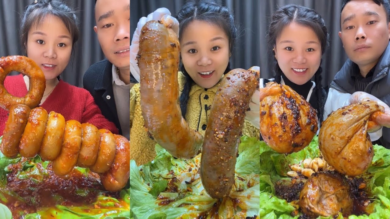 Spıcy Chinese food 🌶 SOSLU ÇİN YEMEKLERİ YEME (Sheep brain, blood sausage)中國大陸各種美食錦集 垂直豎屏— 먹방 #74