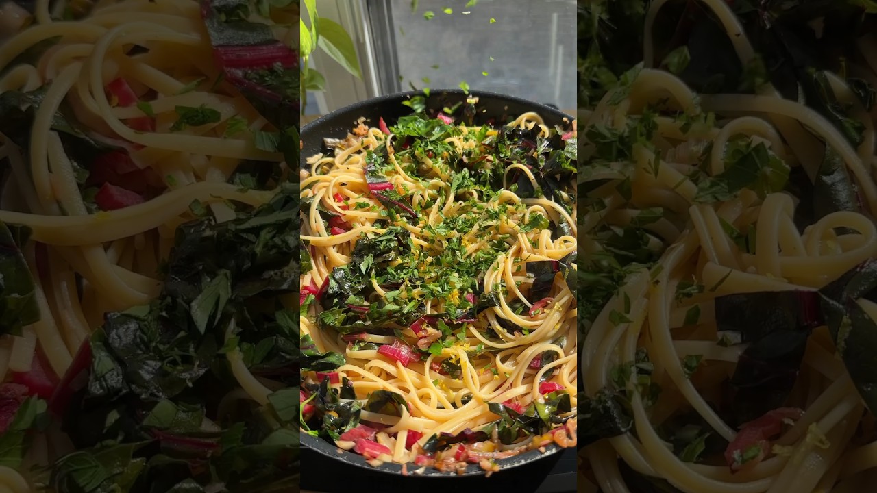 Swiss Chard Pasta 🌈 #pasta #pastarecipe #swisschard