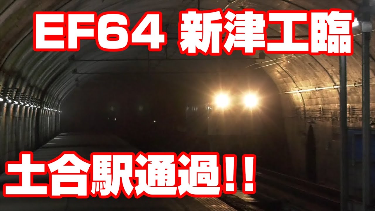 【日本一のモグラ駅】EF64 1001牽引新津工臨(工9735レ) 上越線 土合駅通過 秘境駅