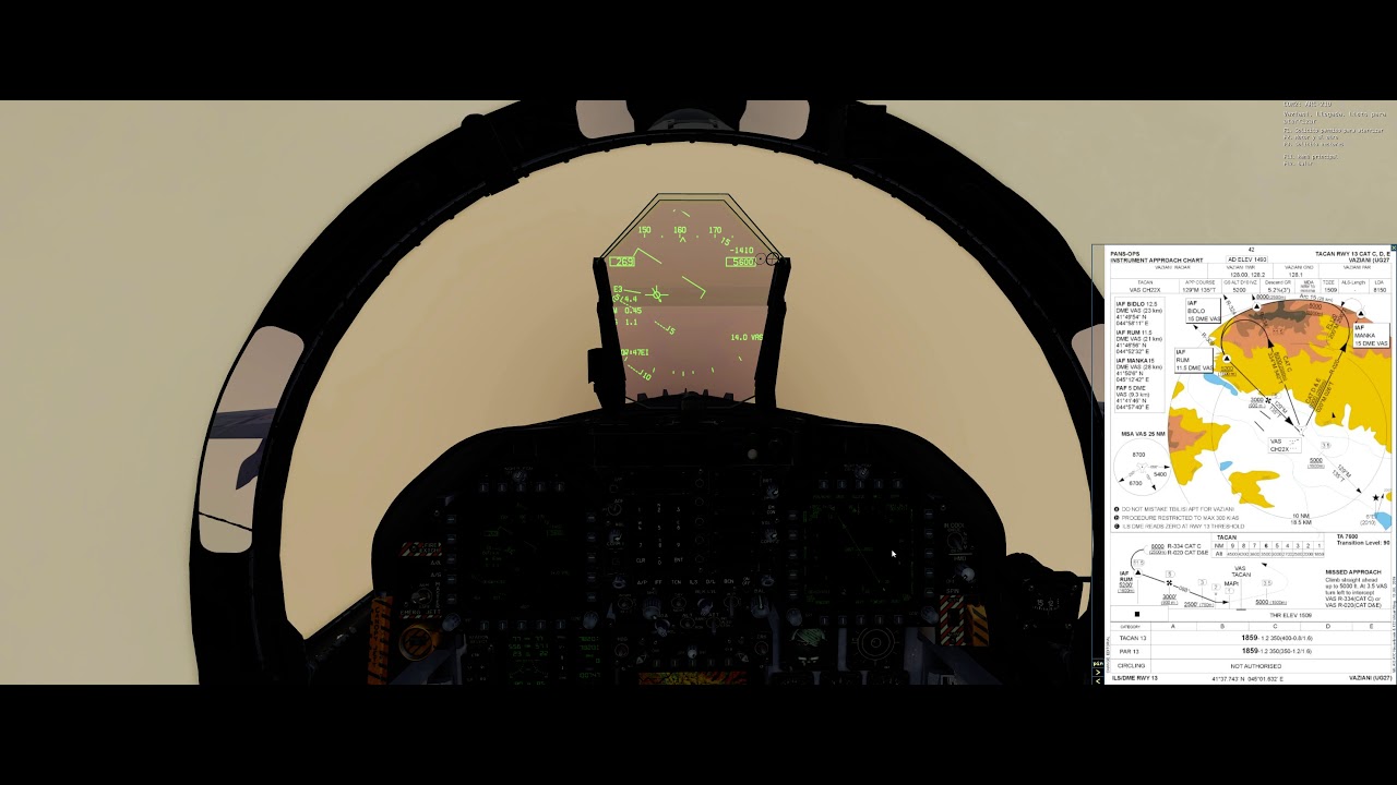 DCS Ala13 Vaziani TTR  - Instrument Approach Chart Tacan RWY 13 -  F/A 18c