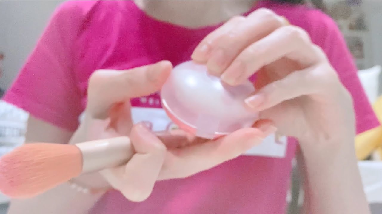 ASMR Applying Make up to the screen - Spray, Lid, Tapping, Cushion puff, Brush, Combing (No Talking)