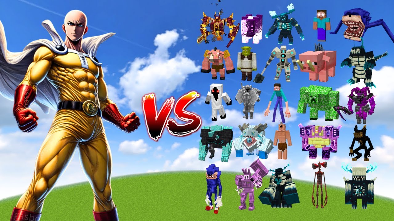 SAITAMA vs All Minecraft Bosses - Minecraft Mob Battle