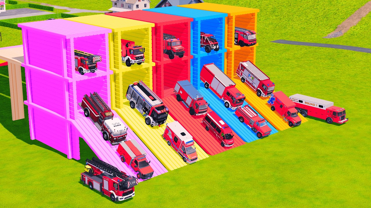 Work With Colors | Fire Rescue Transport Truck TO Mayberry Fire Department| Farming Simulator 22