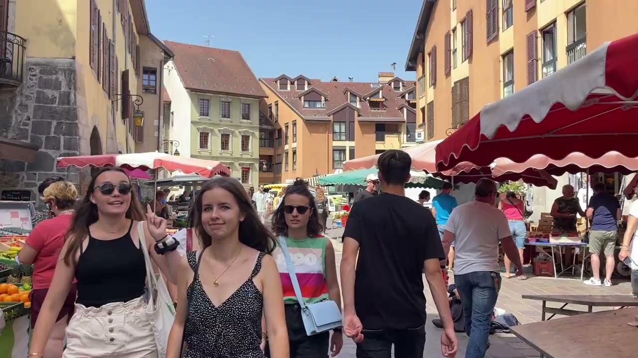 Morning market in Annecy, France June 2022
