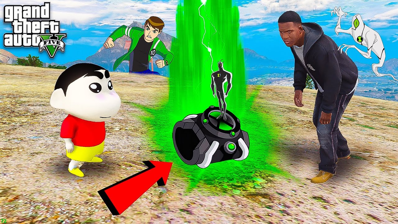 Shinchan & Franklin Found a Ben 10 Watch | Got All Super Ben 10 Alien Powers in Gta 5 in Telugu