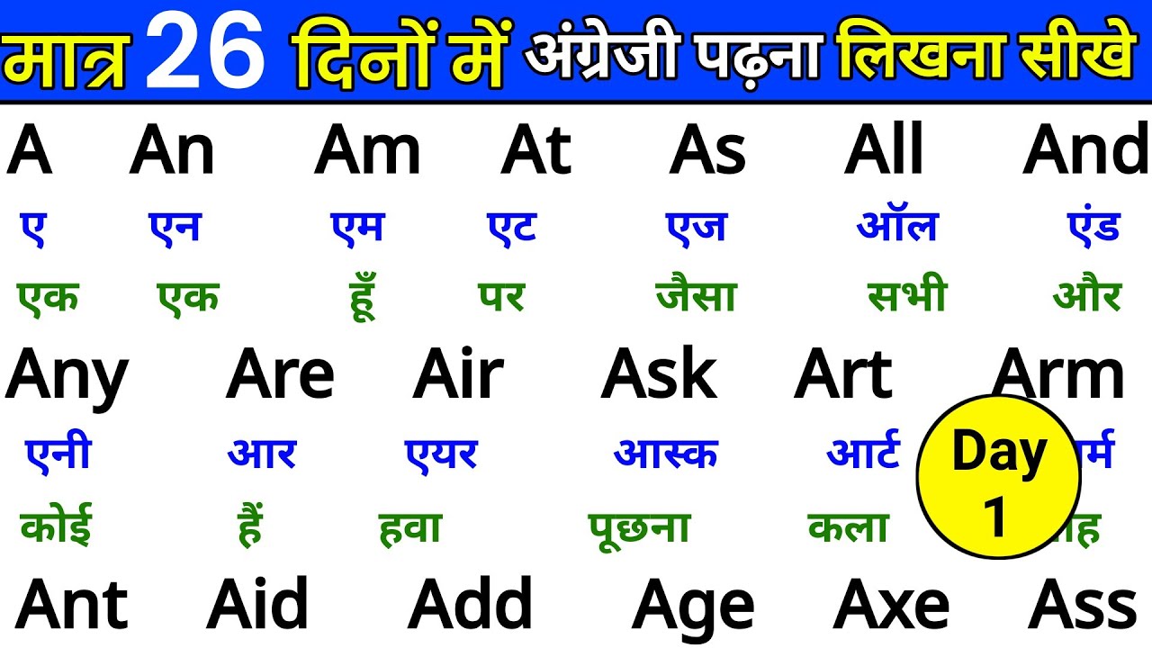मात्र 26 दिनों मे अंग्रेजी पढ़ना सीखें | English padhna kaise sikhe | How to learn english | Day - 1