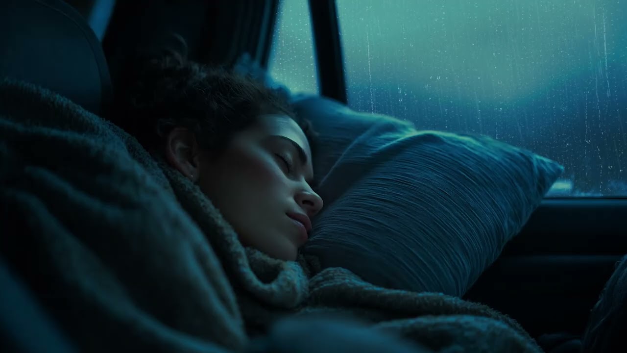 Dark Thunderstorm on Car Roof with Heavy Rain for Instant Sleep