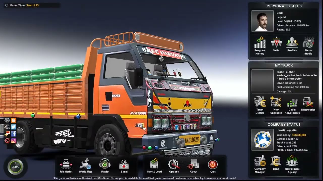 ETS 2 Eicher Lorry PC GAMEPLAY MALAYALAM GAMEPLAY