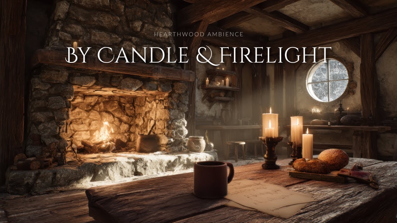Relaxing Medieval Winter Ambience | By Candle and Firelight (Calm Focus & Sleep Music)