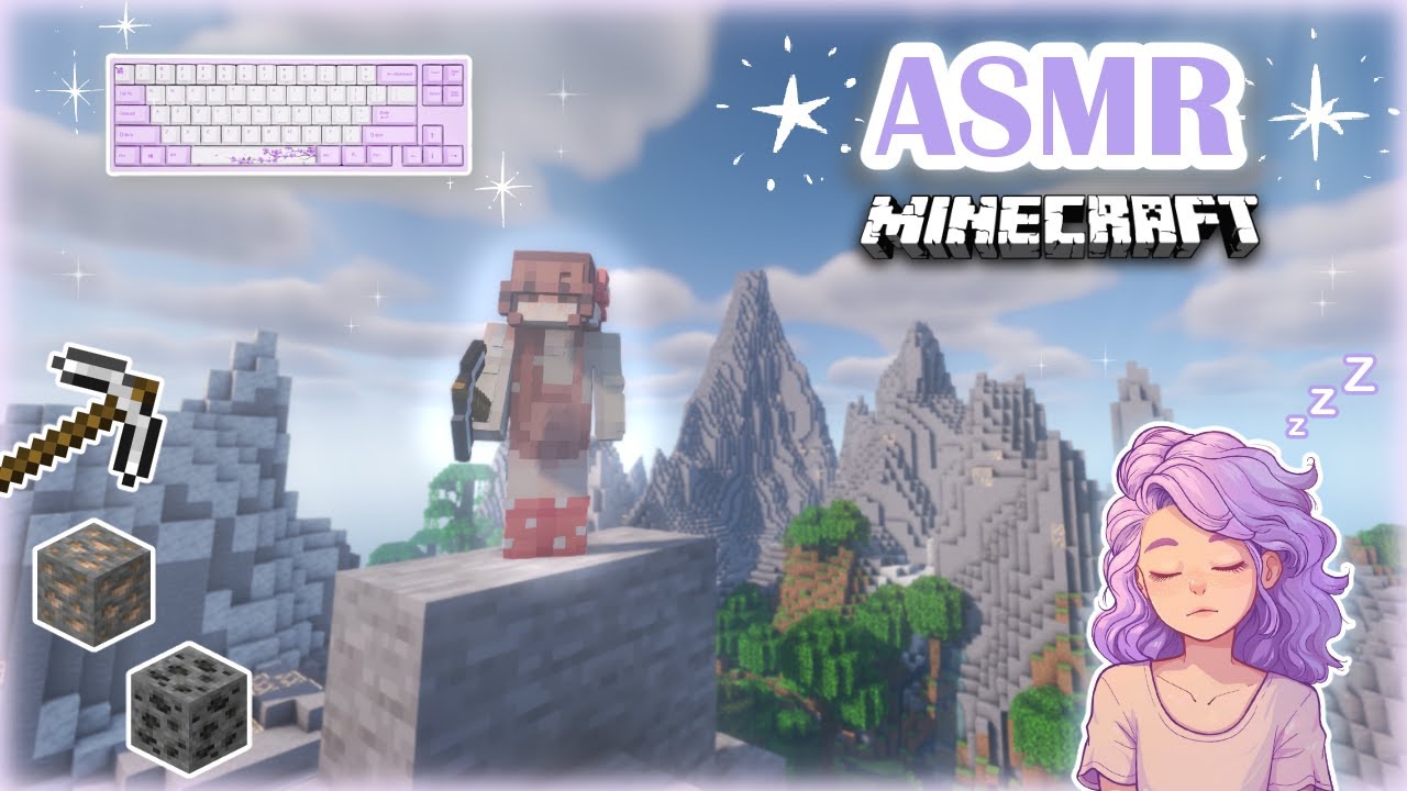 Minecraft ASMR ♡ - Mining in the Mountains 💜 | Relaxing Keyboard & Whispering 🌙